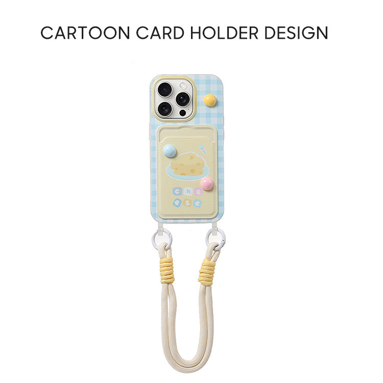 Cartoon iPhone Case with Card Holder & Lanyard – 4 Styles | CaseKo