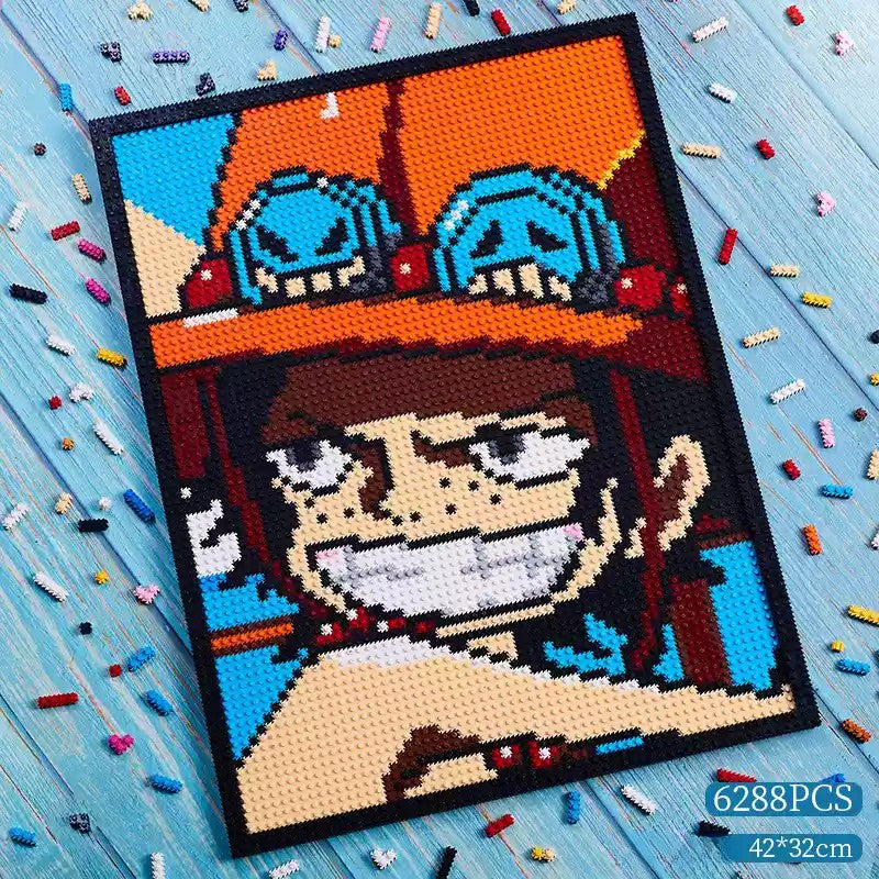 O.ne P.iec.e Pixel Art Mosaic Kit - DIY Art Set for Anime Fans