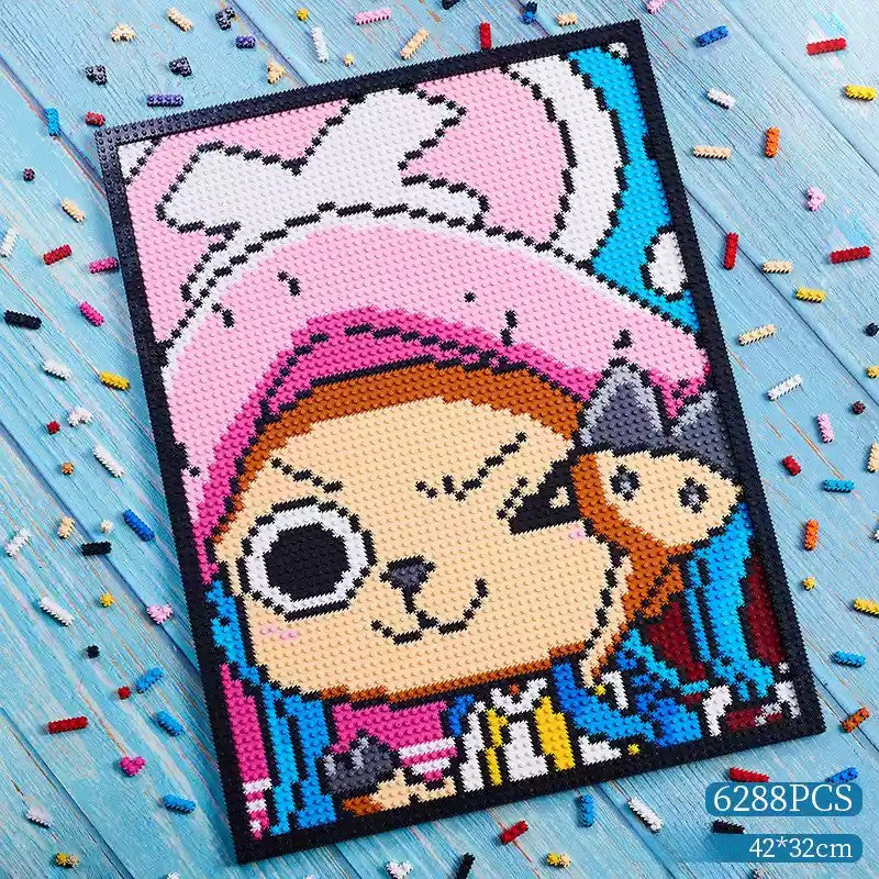 O.ne P.iec.e Pixel Art Mosaic Kit - DIY Art Set for Anime Fans