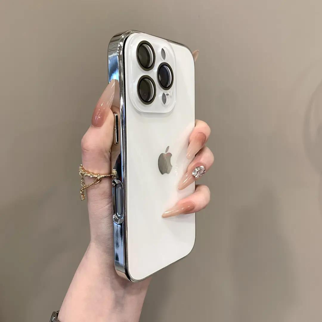 Premium INS Electroplated Glass Case with Camera Guard