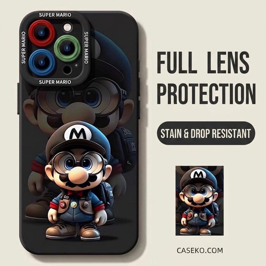 Hipster Mario Black Case