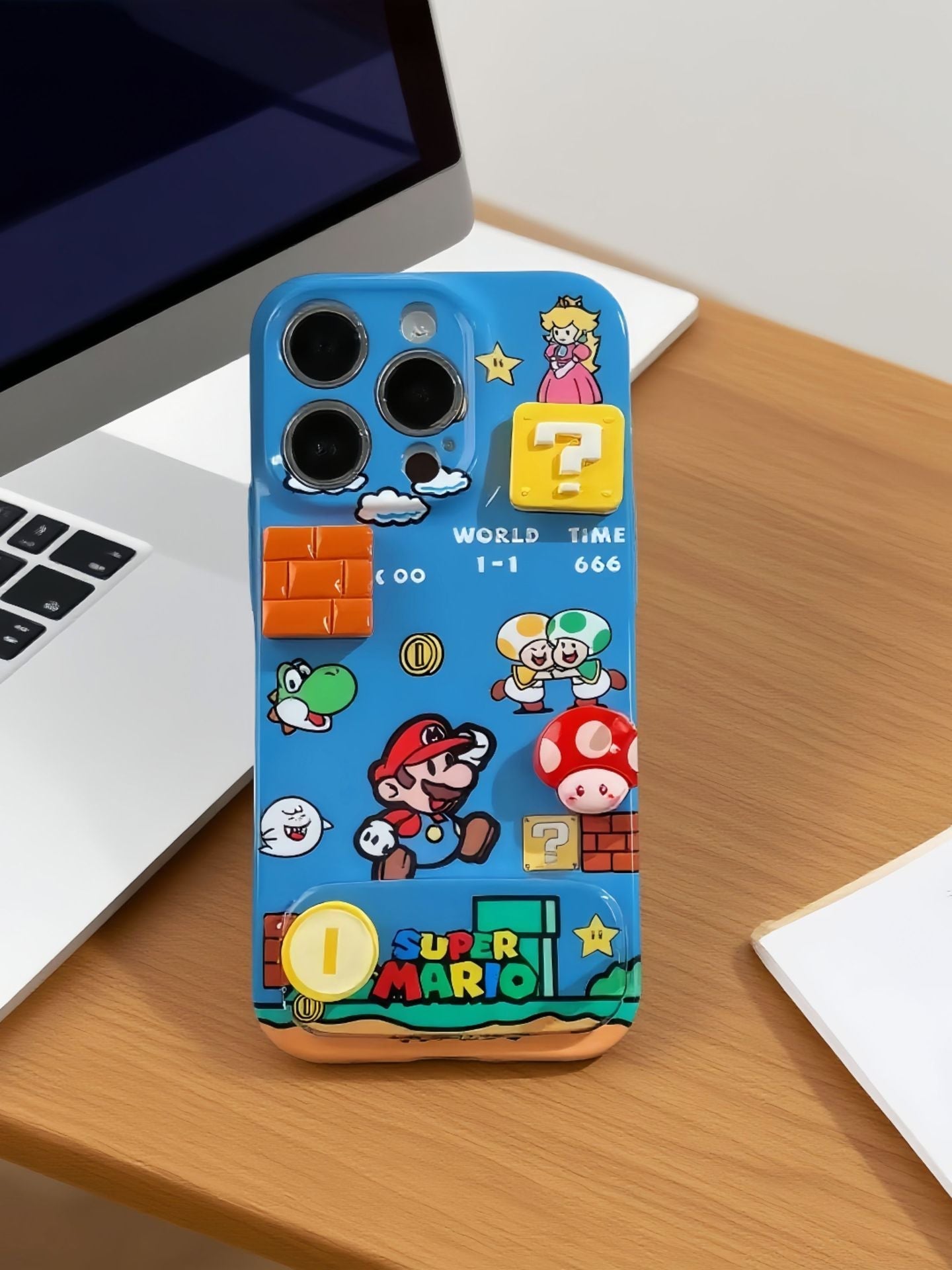 Cute Super Mario iPhone Case – Matte Blue | CaseKo
