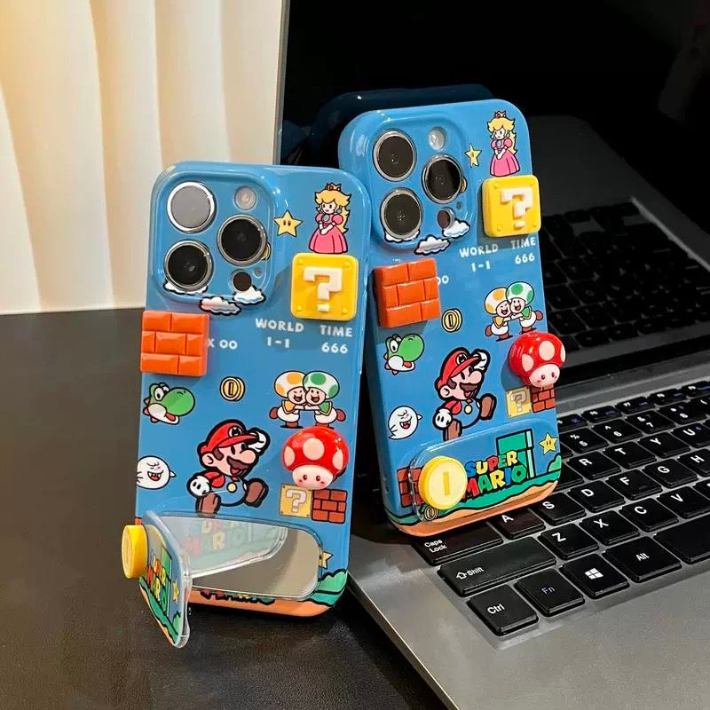 Cute Super Mario iPhone Case – Matte Blue | CaseKo