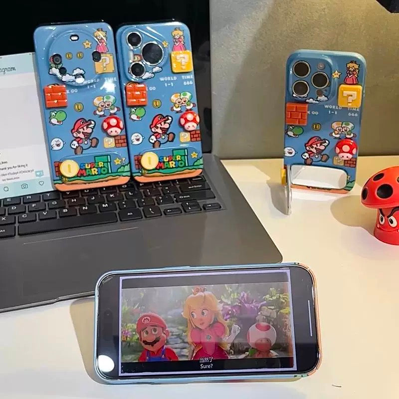 Cute Super Mario iPhone Case – Matte Blue | CaseKo