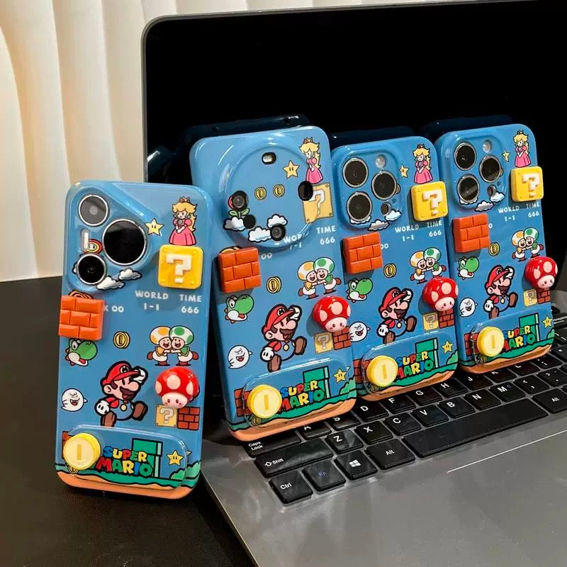 Cute Super Mario iPhone Case – Matte Blue | CaseKo