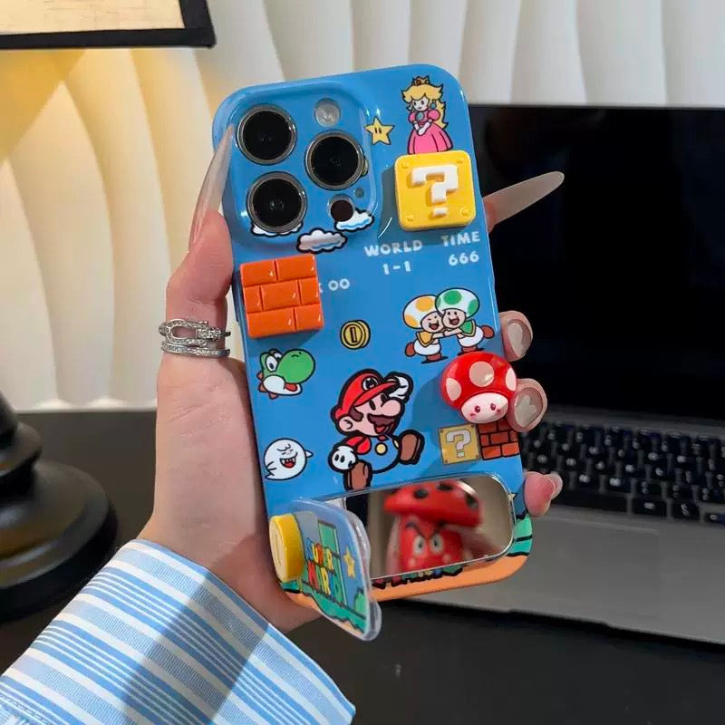 Cute Super Mario iPhone Case – Matte Blue | CaseKo