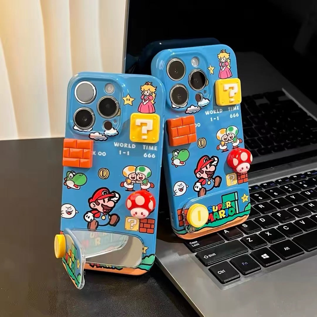 Cute Super Mario iPhone Case – Matte Blue | CaseKo