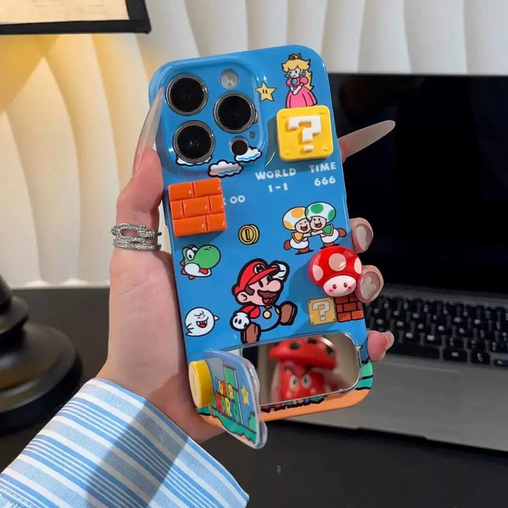 Cute Super Mario iPhone Case – Matte Blue | CaseKo