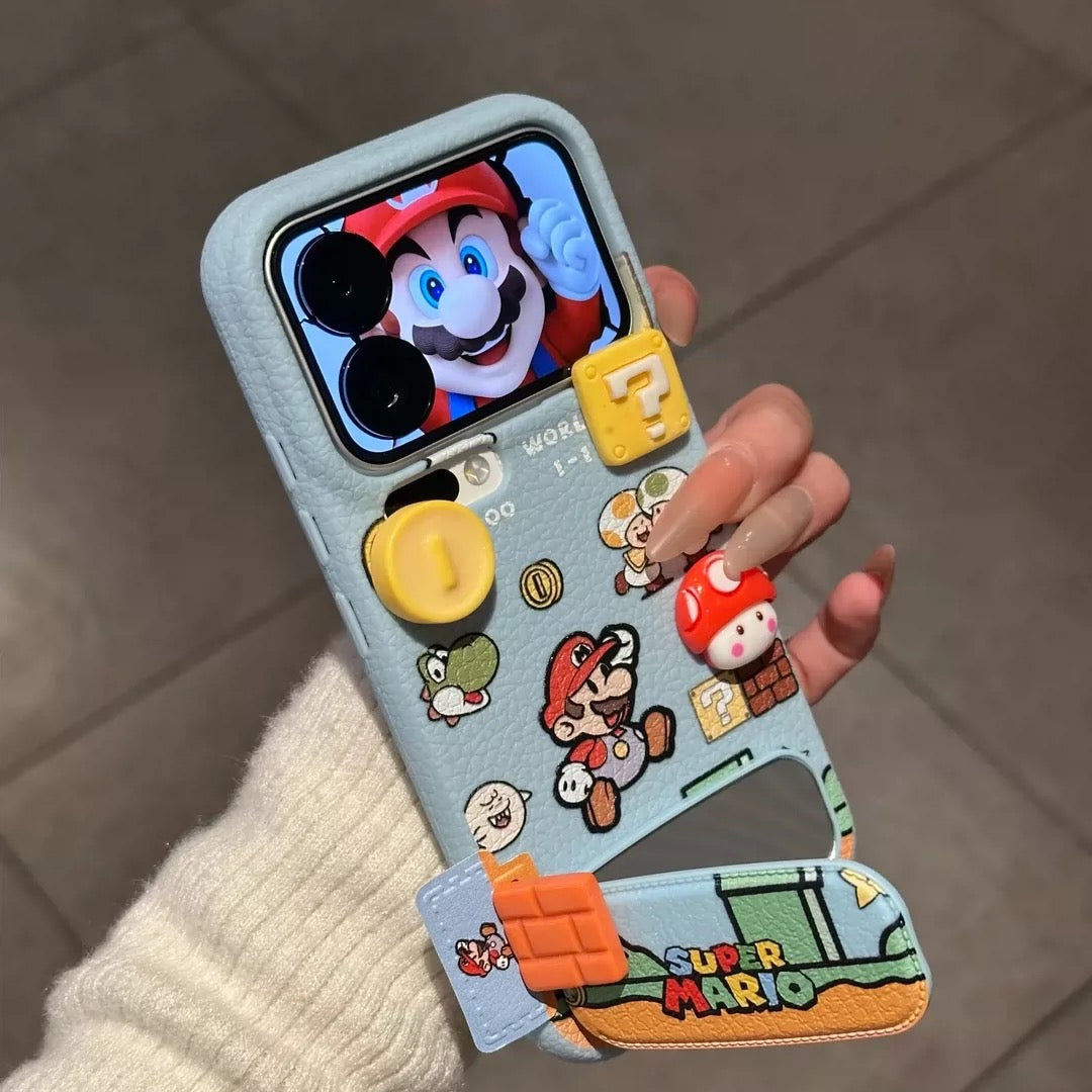 Cute Super Mario iPhone Leather Case – Blue TPU | CaseKo