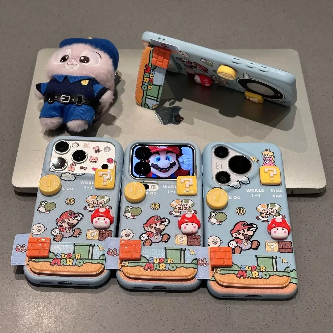 Cute Super Mario iPhone Leather Case – Blue TPU | CaseKo
