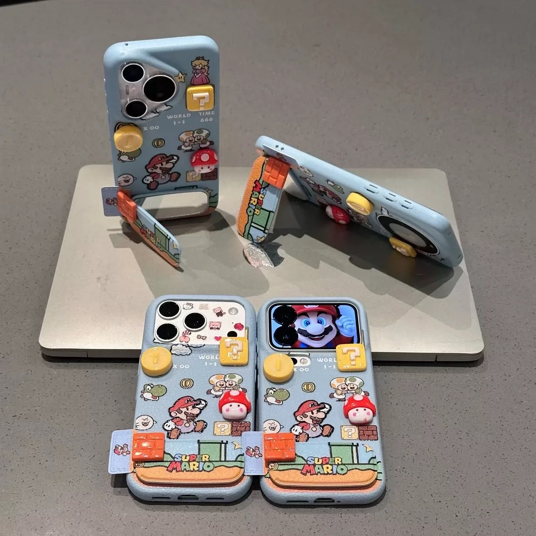 Cute Super Mario iPhone Leather Case – Blue TPU | CaseKo