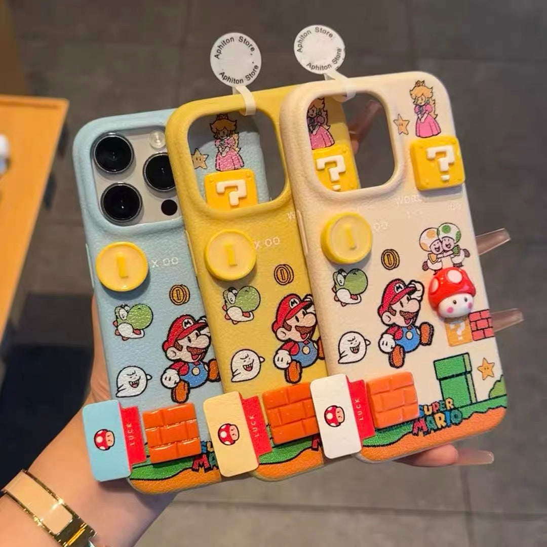 Leather Super Mario label stand cartoon Phone Case | Caseko
