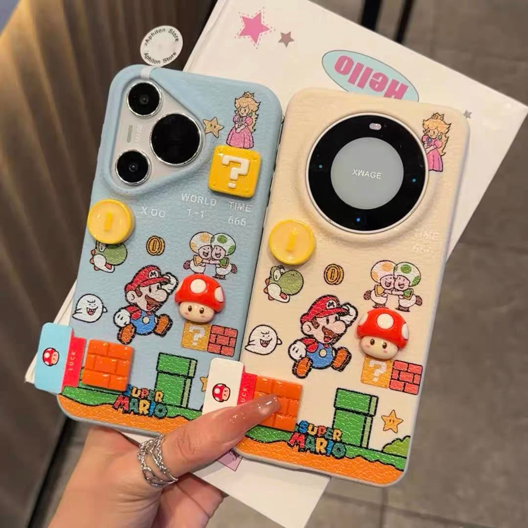 Leather Super Mario label stand cartoon Phone Case | Caseko