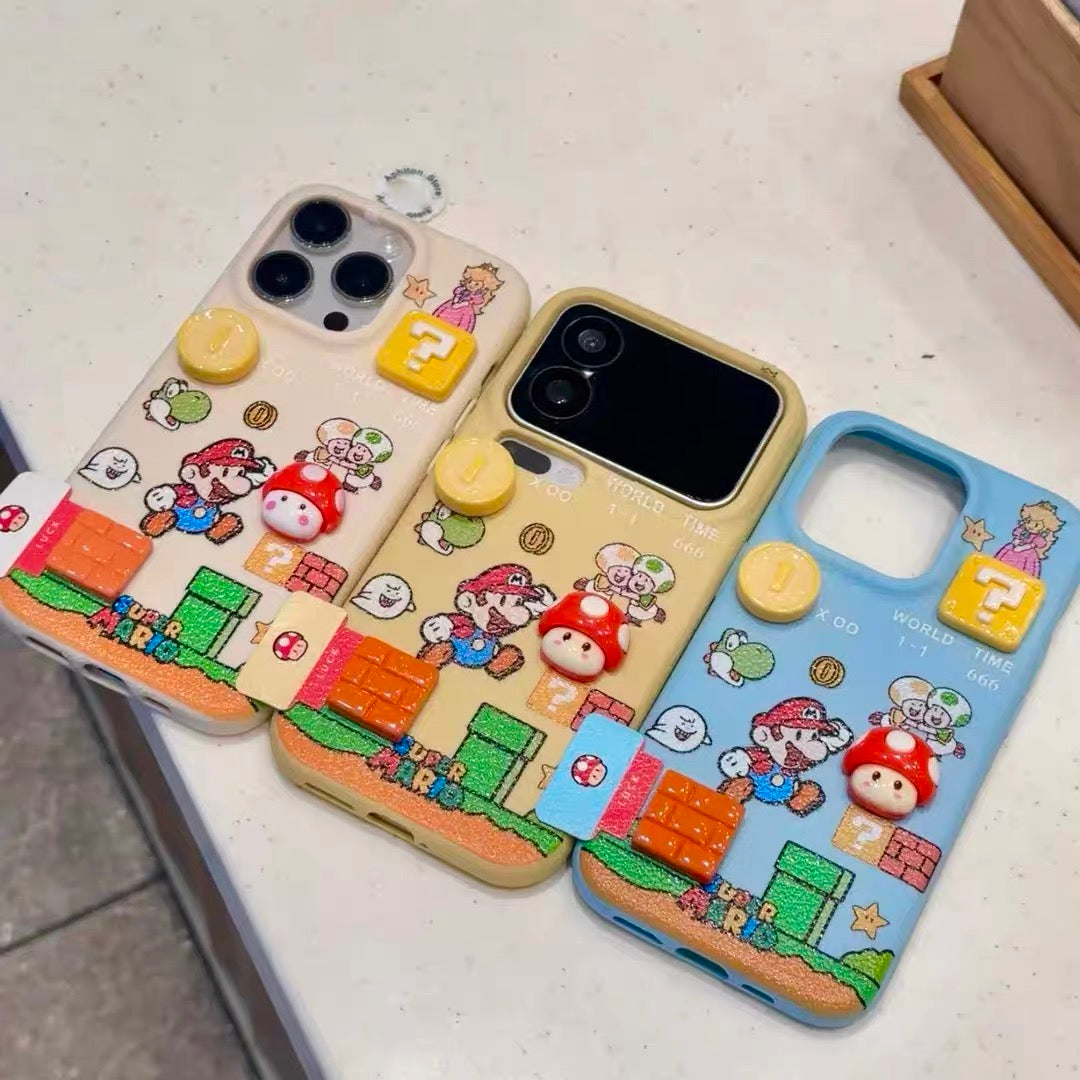 Leather Super Mario label stand cartoon Phone Case | Caseko