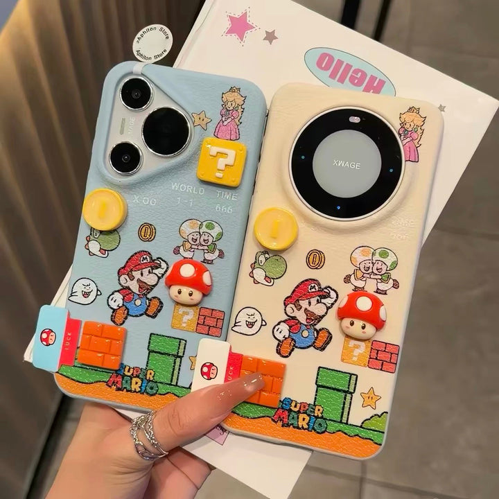 Leather Super Mario label stand cartoon Phone Case | Caseko