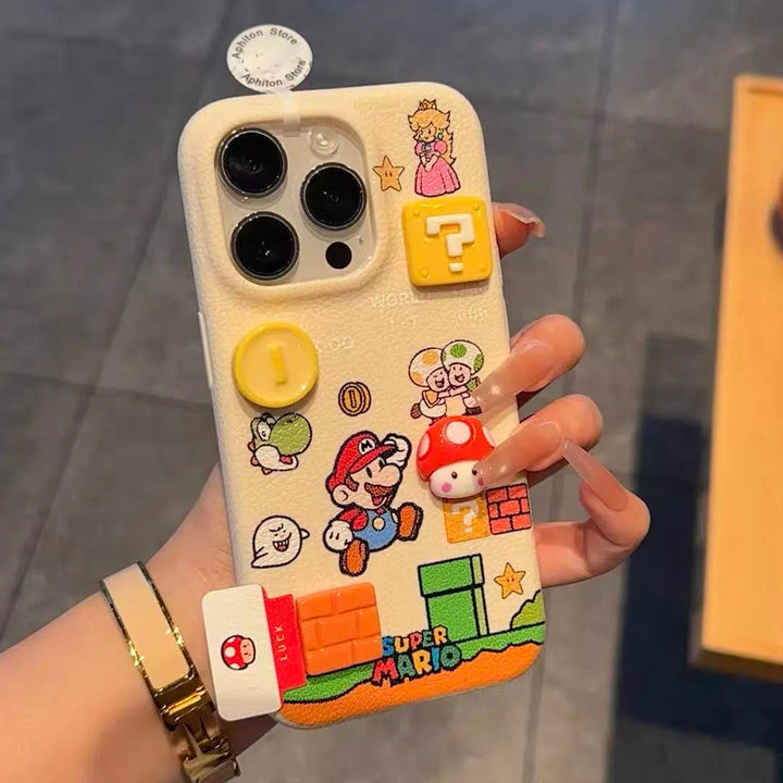 Leather Super Mario label stand cartoon Phone Case | Caseko