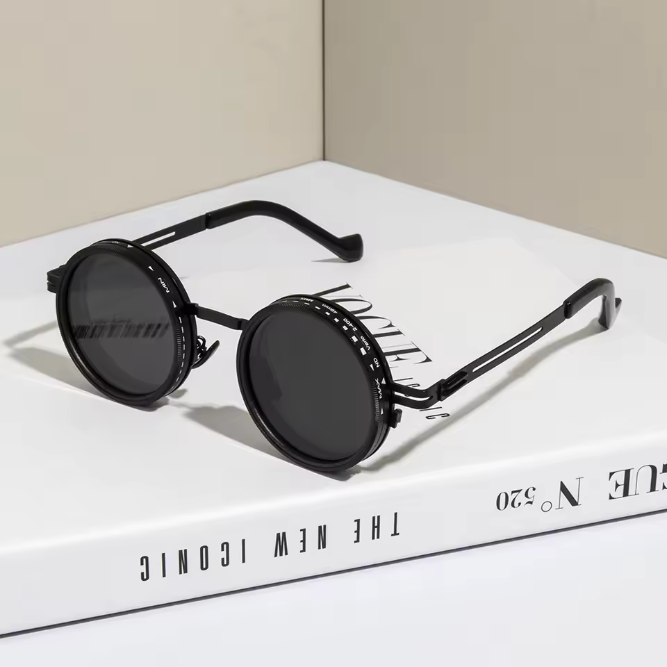 Worparsen Rounded Polarized Glasses Adjustable Tint Sunglasses 1-9 Gears Sunglasses Beach Shady Rays Sunglasses with ND Filter Lenses