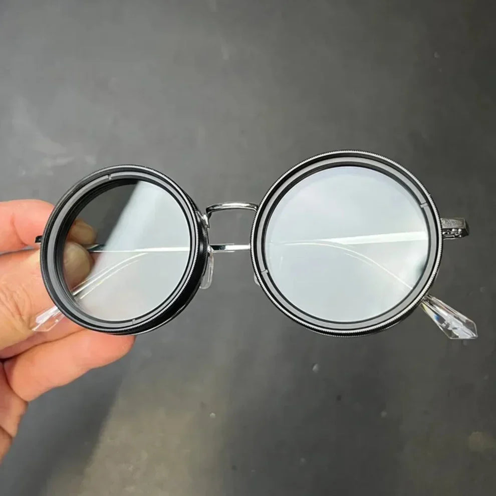 Worparsen Rounded Polarized Glasses Adjustable Tint Sunglasses 1-9 Gears Sunglasses Beach Shady Rays Sunglasses with ND Filter Lenses