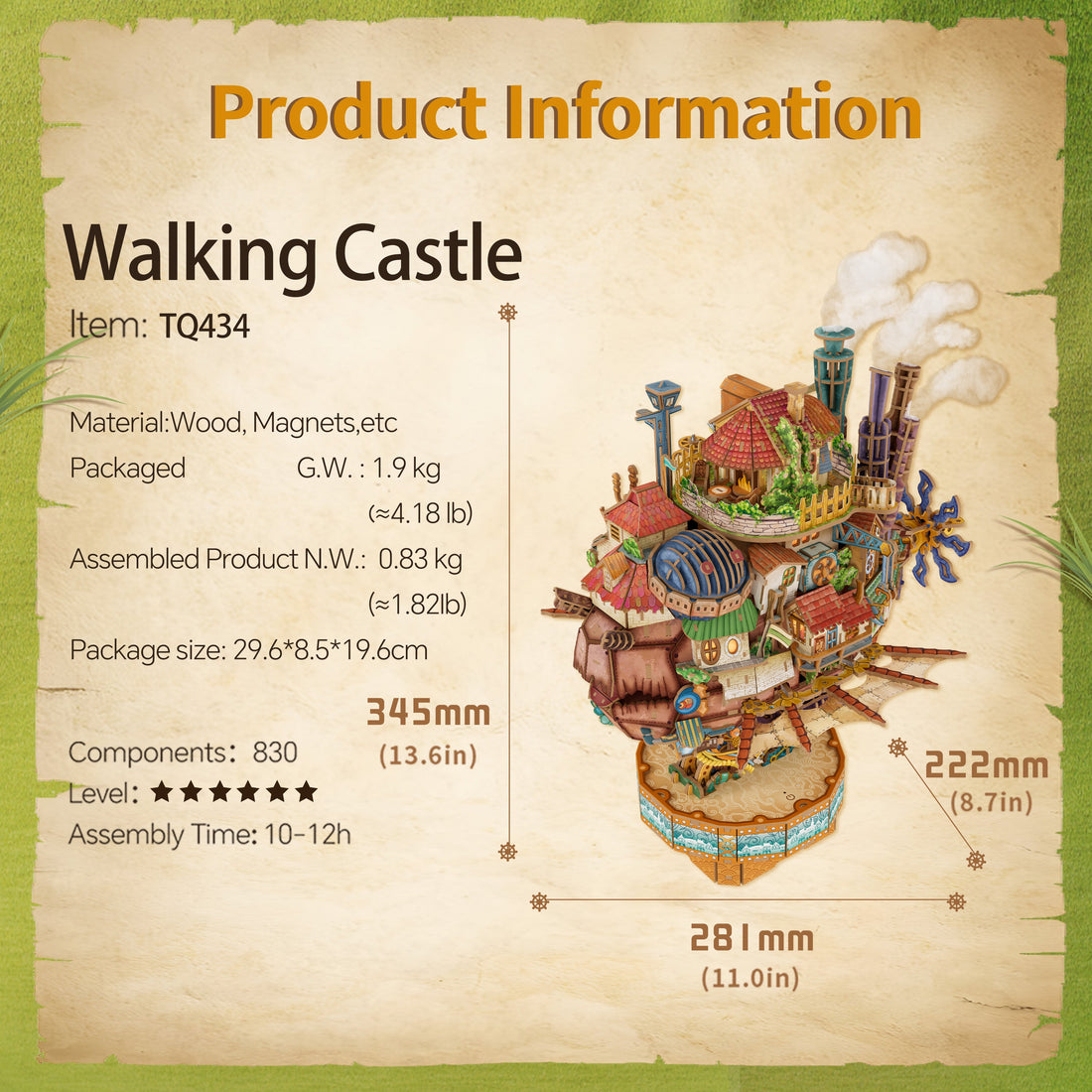 TONECHEER DIY 3D Puzzle Transmission Model Kit (Walking Castle)6