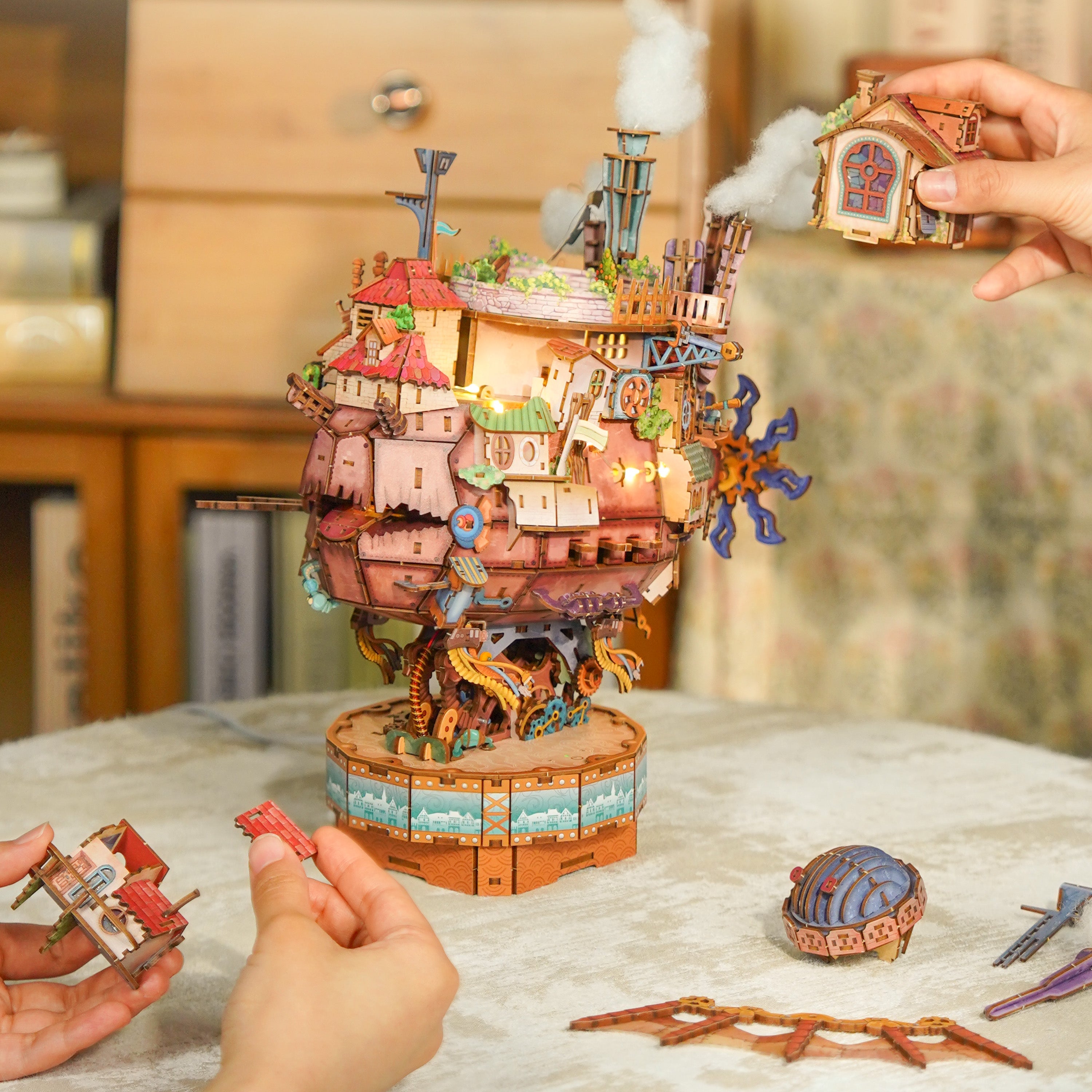 TONECHEER DIY 3D Puzzle Transmission Model Kit (Walking Castle)12