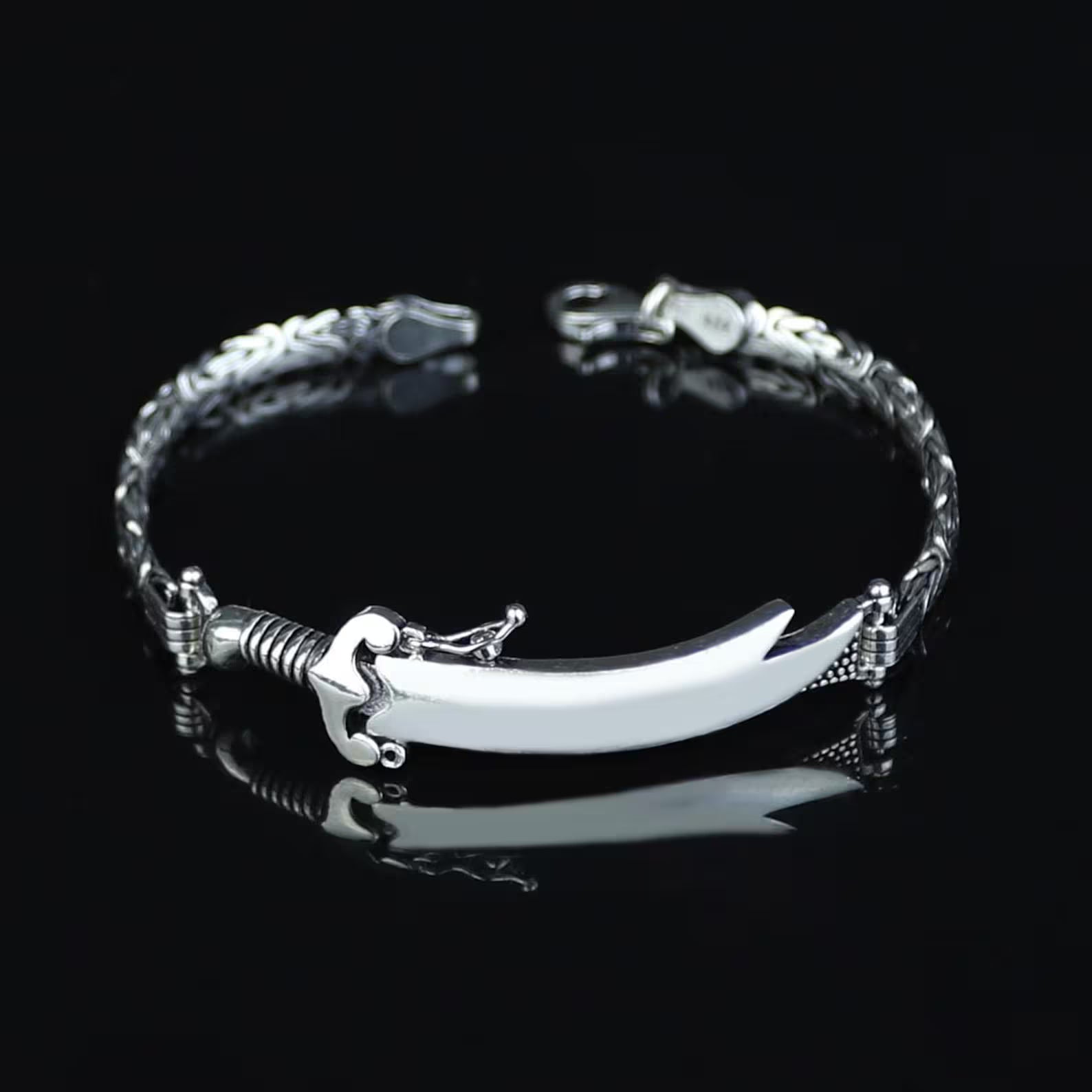 Gaminin™ Custom Arabic Zulfiqar Sword Bracelet – Pure 925 Silver with Personalized Engraving