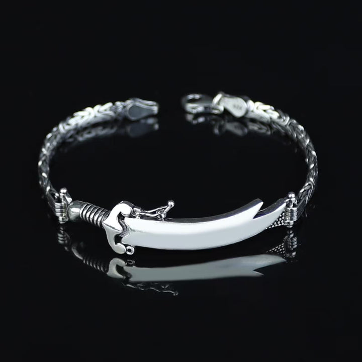 Gaminin™ Custom Arabic Zulfiqar Sword Bracelet – Pure 925 Silver with Personalized Engraving