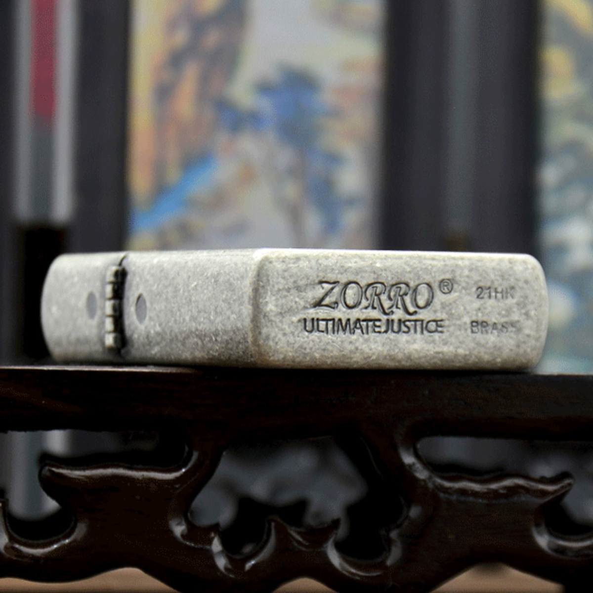Ro.ro.noa Zo.ro Wanted Poster Zorro Lighter Antique Silver